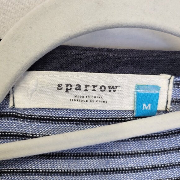 Anthropologie Sparrow Women's Medium Cardigan Sweater Open Blue Black Striped - Picture 5 of 6